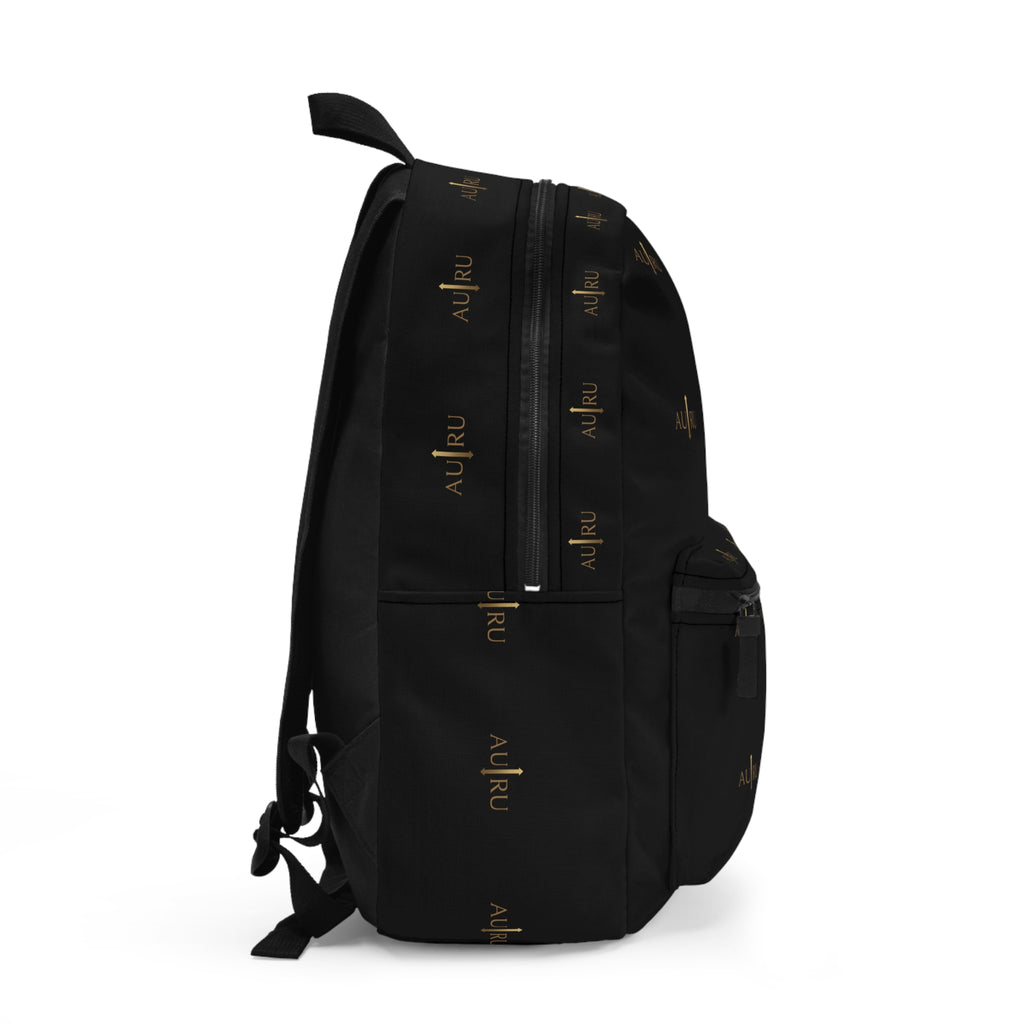 Black Logo Backpack — Sleek AU|RU Monogram Daypack