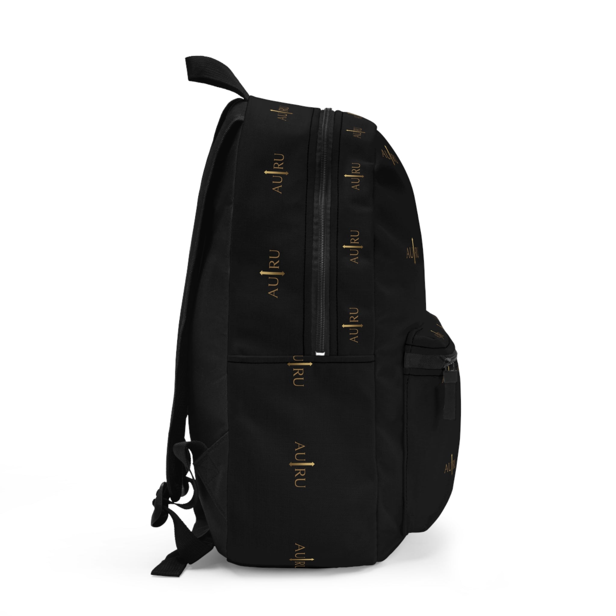 Black Logo Backpack — Sleek AU|RU Monogram Daypack