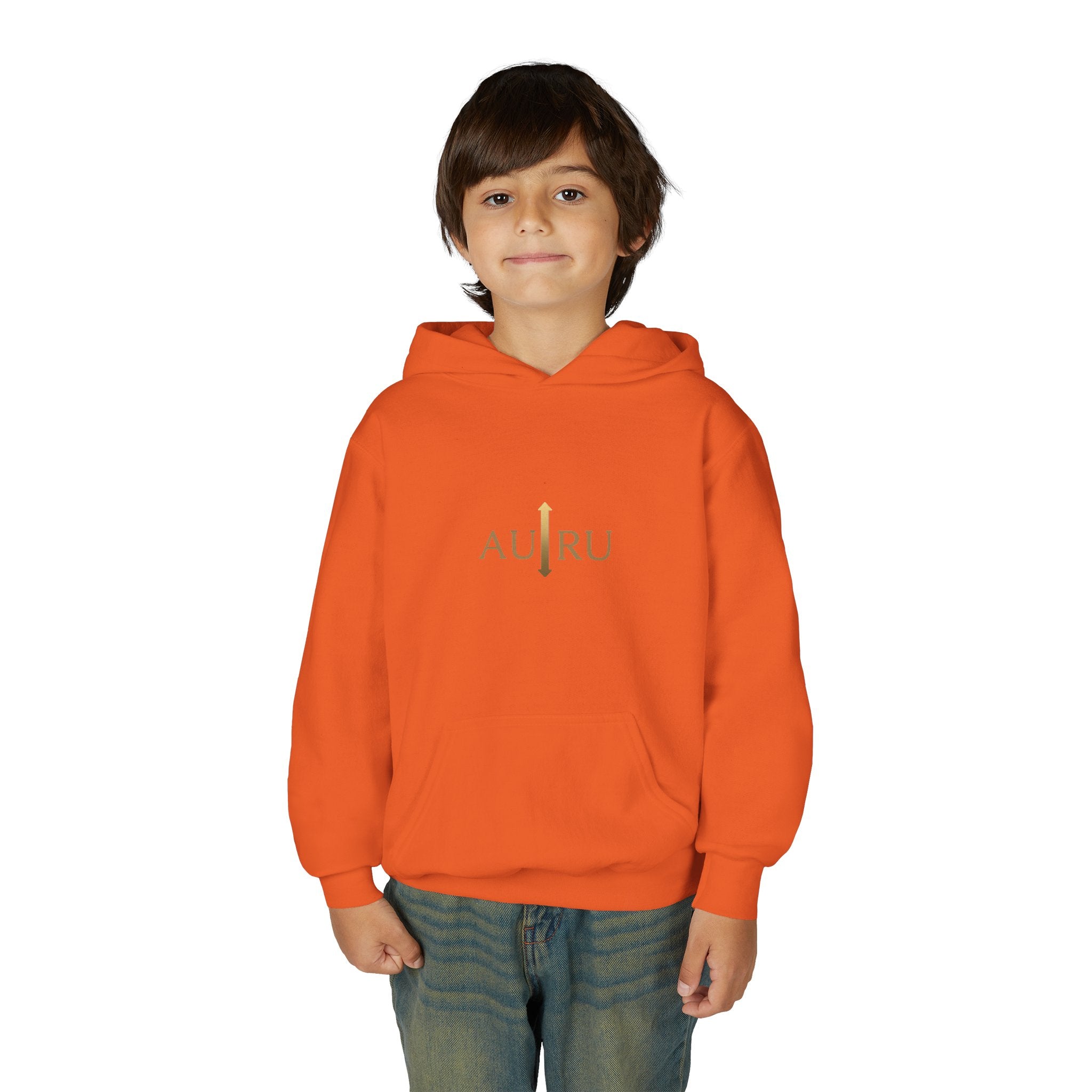 Youth Hoodie — Minimal 'AURU' Gold Logo Pullover