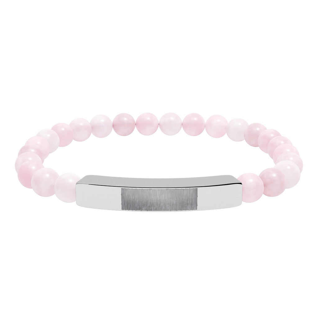 Engravable Natural Stone Bead Bar Bracelet