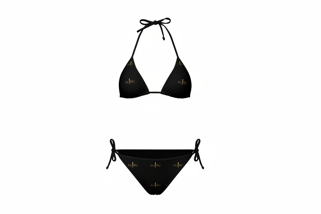 Black Gold Accent Bikini — Women's Tie-Side Swimsuit