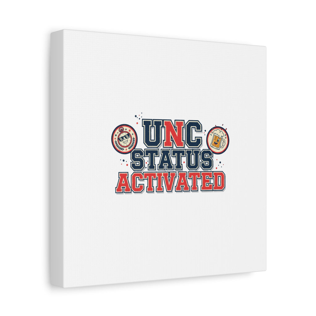 UNC Status Activated Canvas, Stretched | Varsity Crest, Midlife Humor