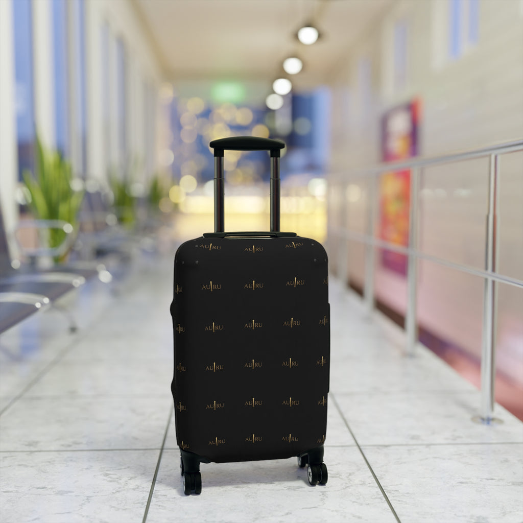 Luggage Cover - Black with Gold Minimalist Wave Pattern - AURU