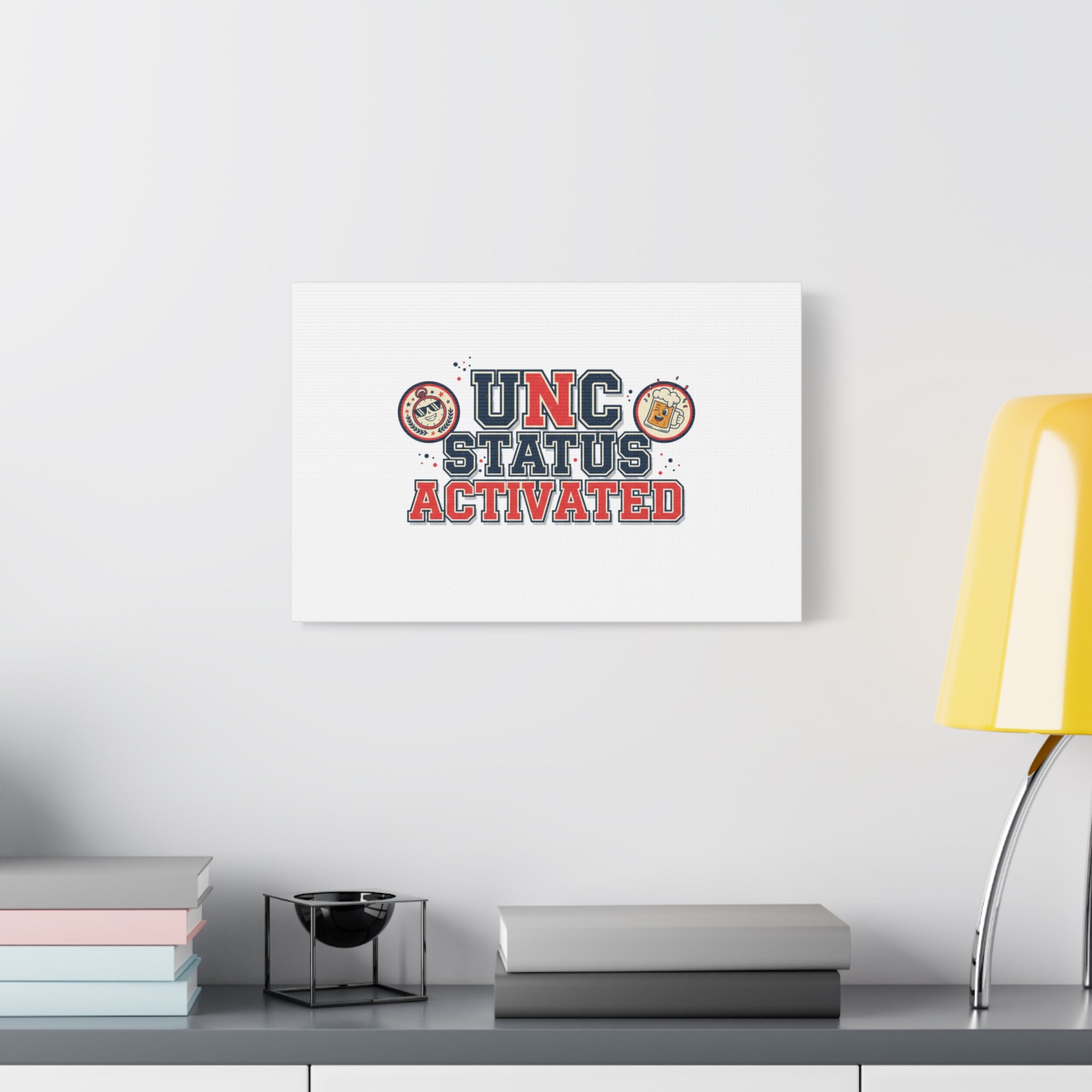 UNC Status Activated Canvas, Stretched | Varsity Crest, Midlife Humor