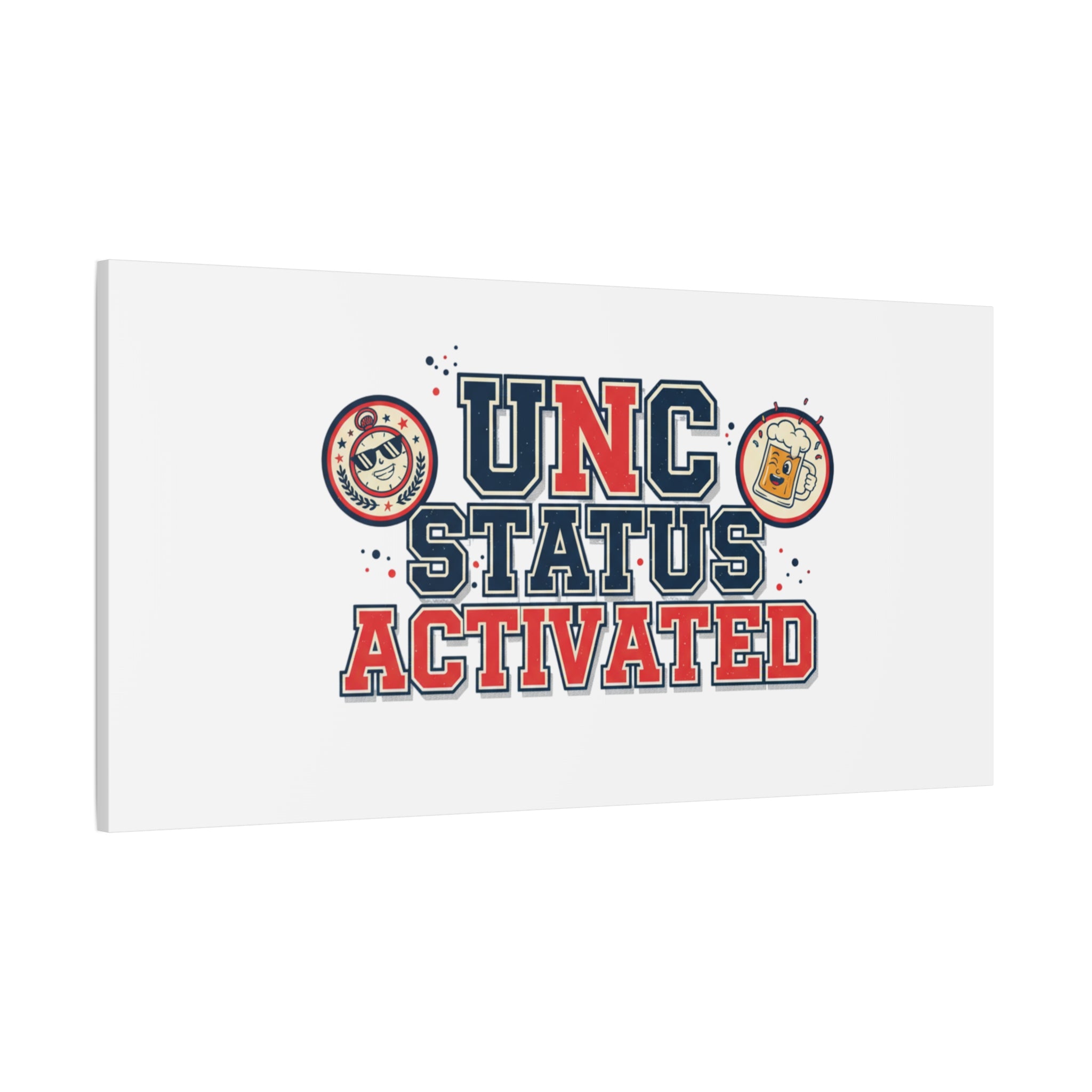 UNC Status Activated Canvas, Stretched | Varsity Crest, Midlife Humor