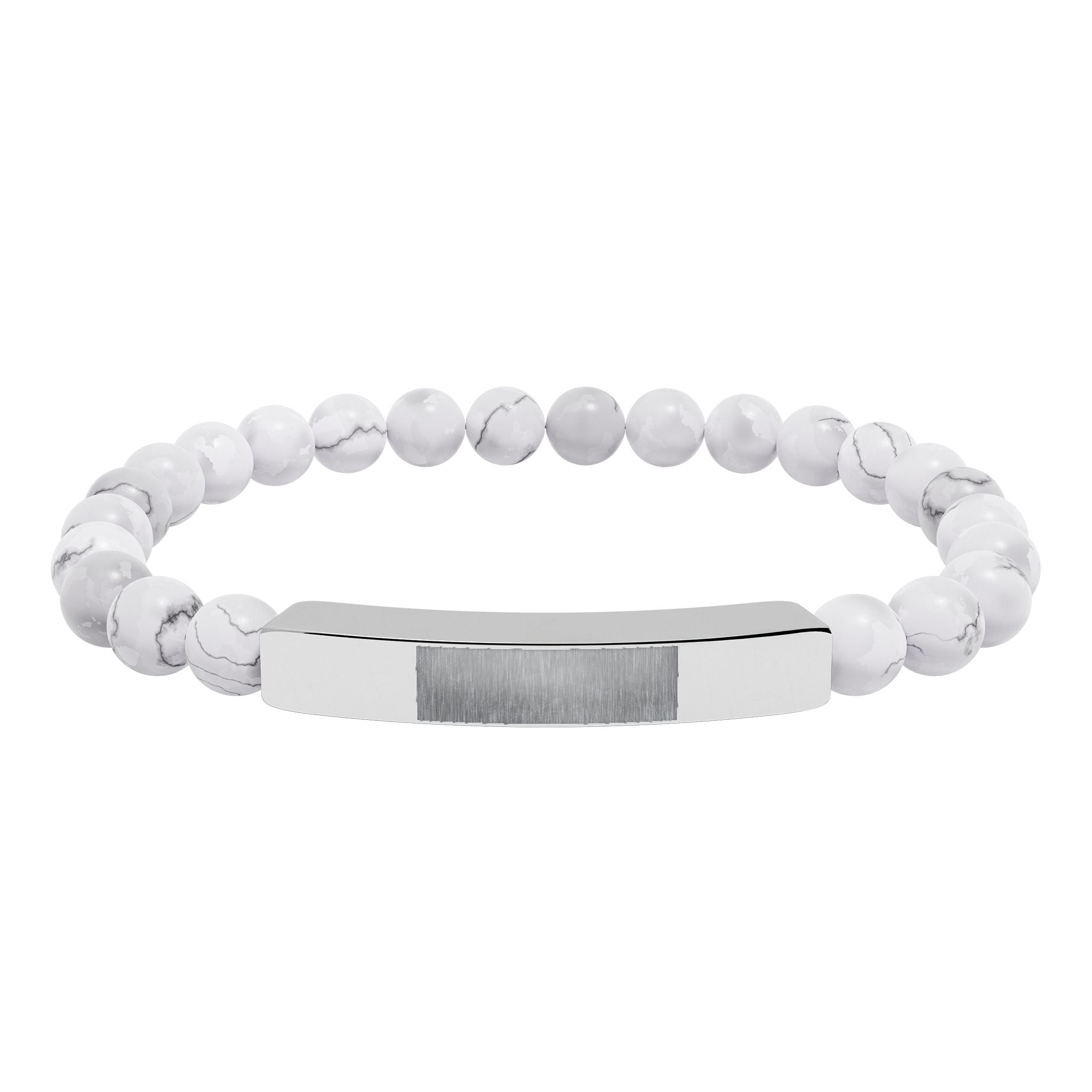 Engravable Natural Stone Bead Bar Bracelet