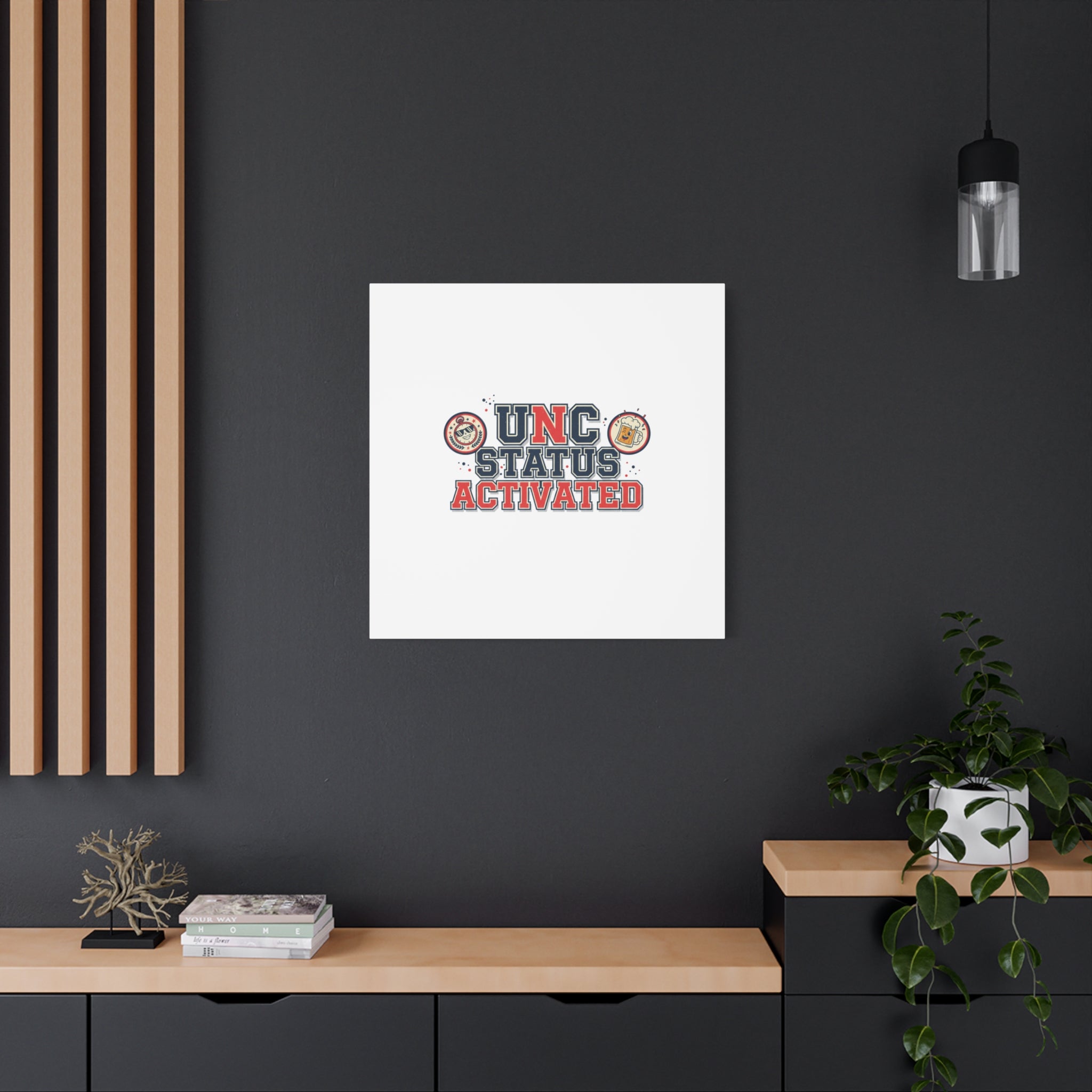 UNC Status Activated Canvas, Stretched | Varsity Crest, Midlife Humor