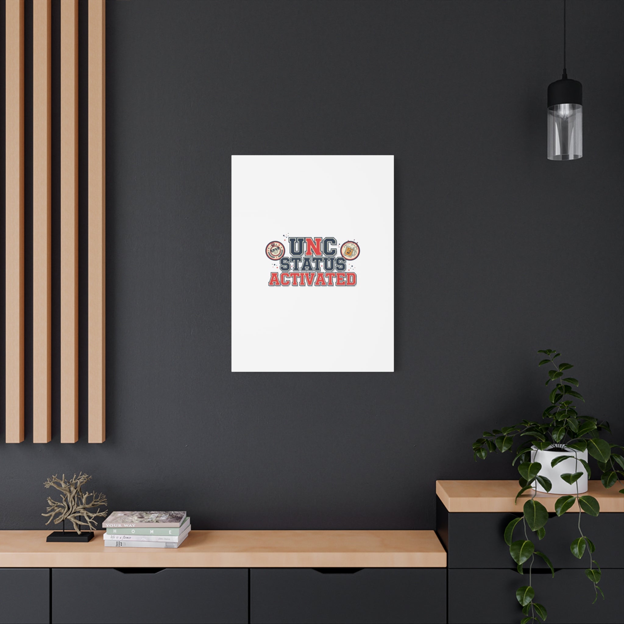UNC Status Activated Canvas, Stretched | Varsity Crest, Midlife Humor