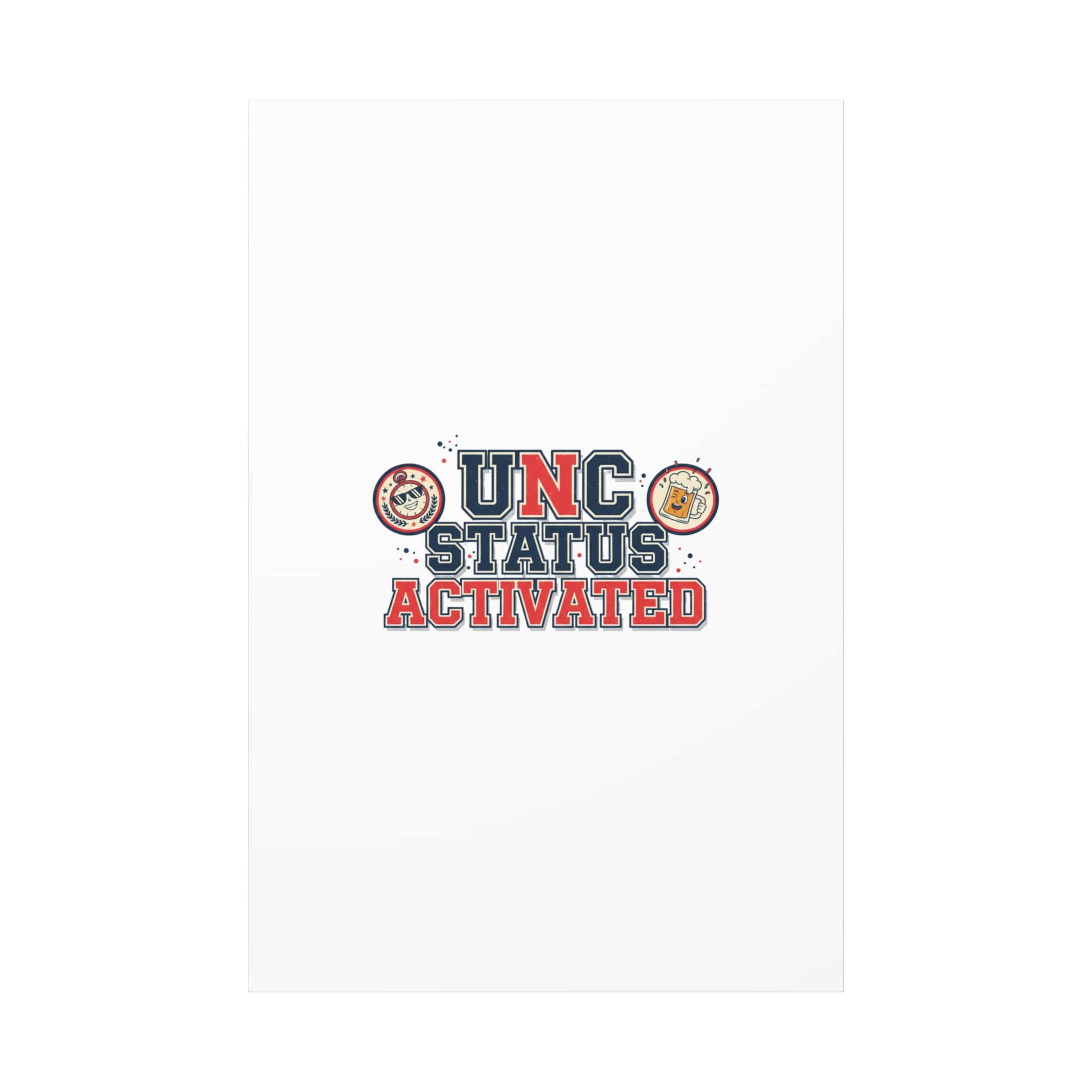 UNC Status Activated Canvas, Stretched | Varsity Crest, Midlife Humor
