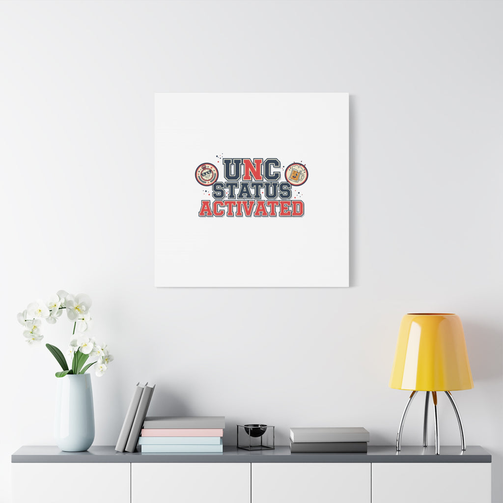 UNC Status Activated Canvas, Stretched | Varsity Crest, Midlife Humor