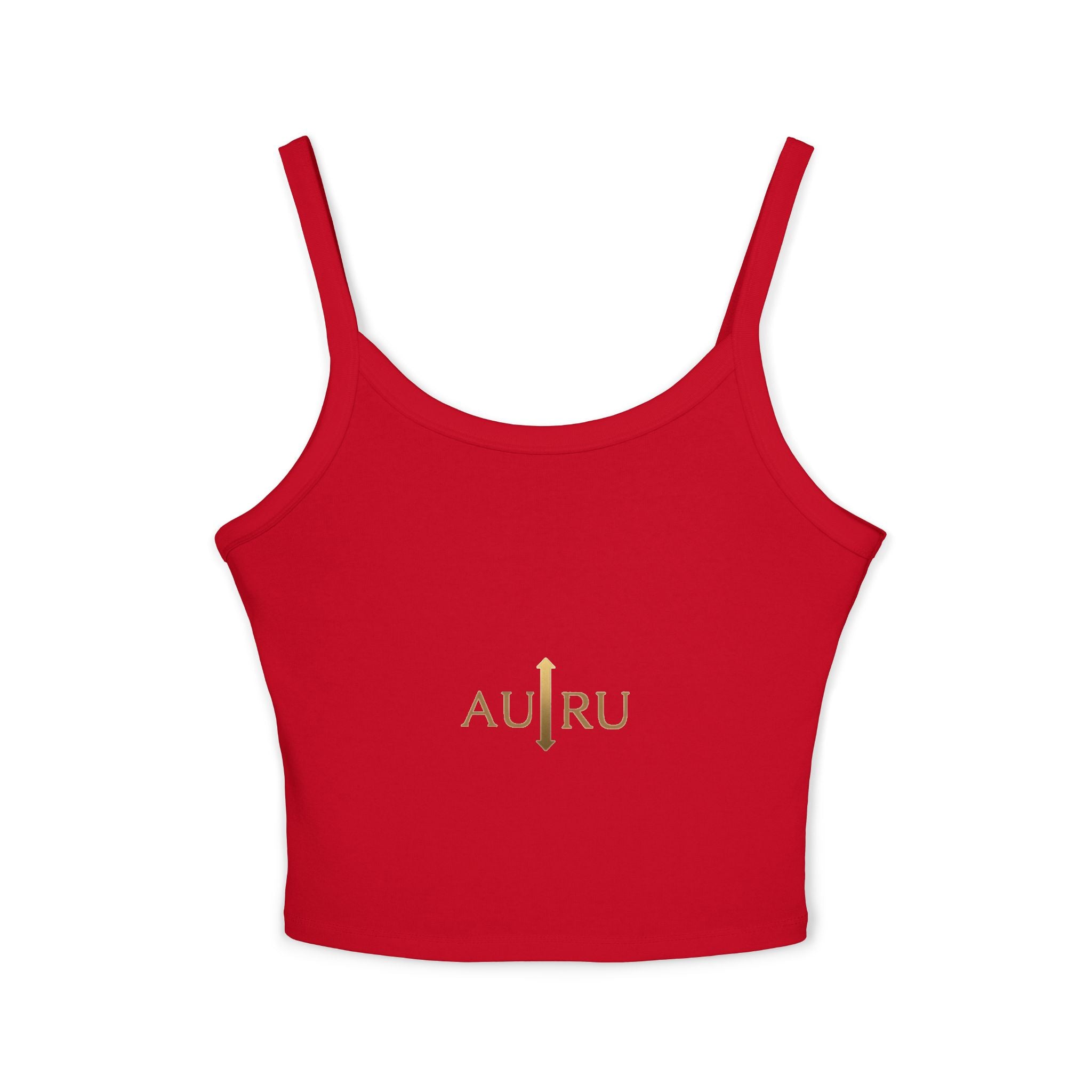 Au/Ru Gold Logo Spaghetti Strap Tank Top — Women's Cropped Logo Tank