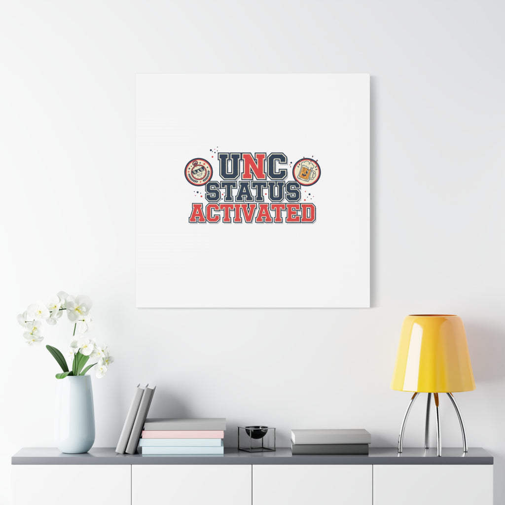 UNC Status Activated Canvas, Stretched | Varsity Crest, Midlife Humor