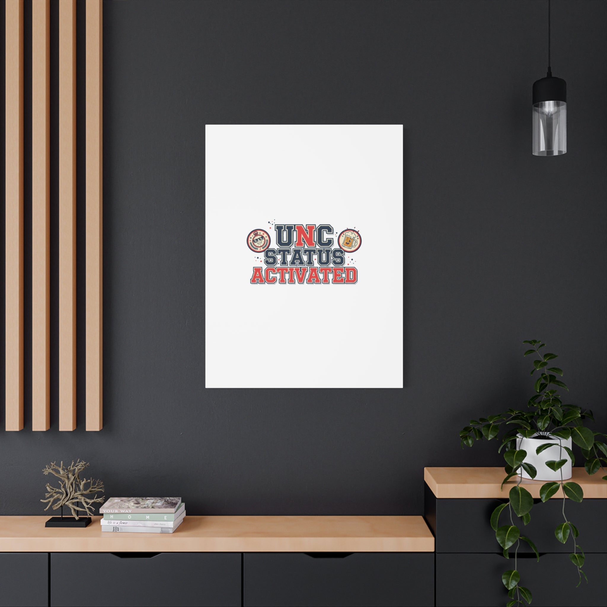 UNC Status Activated Canvas, Stretched | Varsity Crest, Midlife Humor
