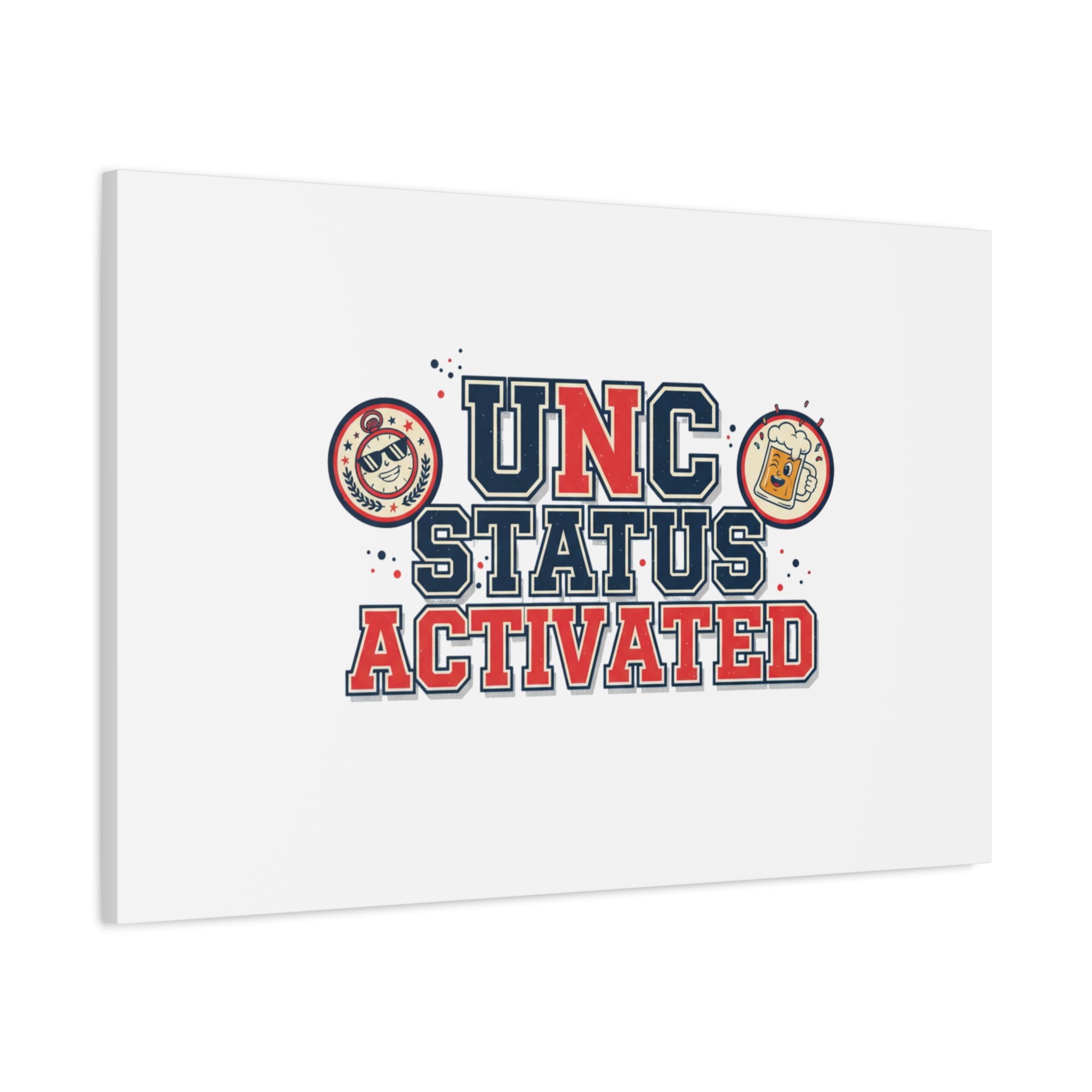 UNC Status Activated Canvas, Stretched | Varsity Crest, Midlife Humor