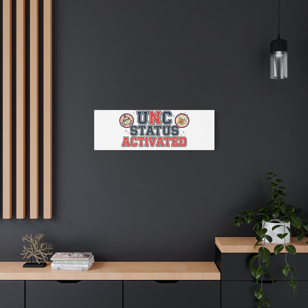 UNC Status Activated Canvas, Stretched | Varsity Crest, Midlife Humor