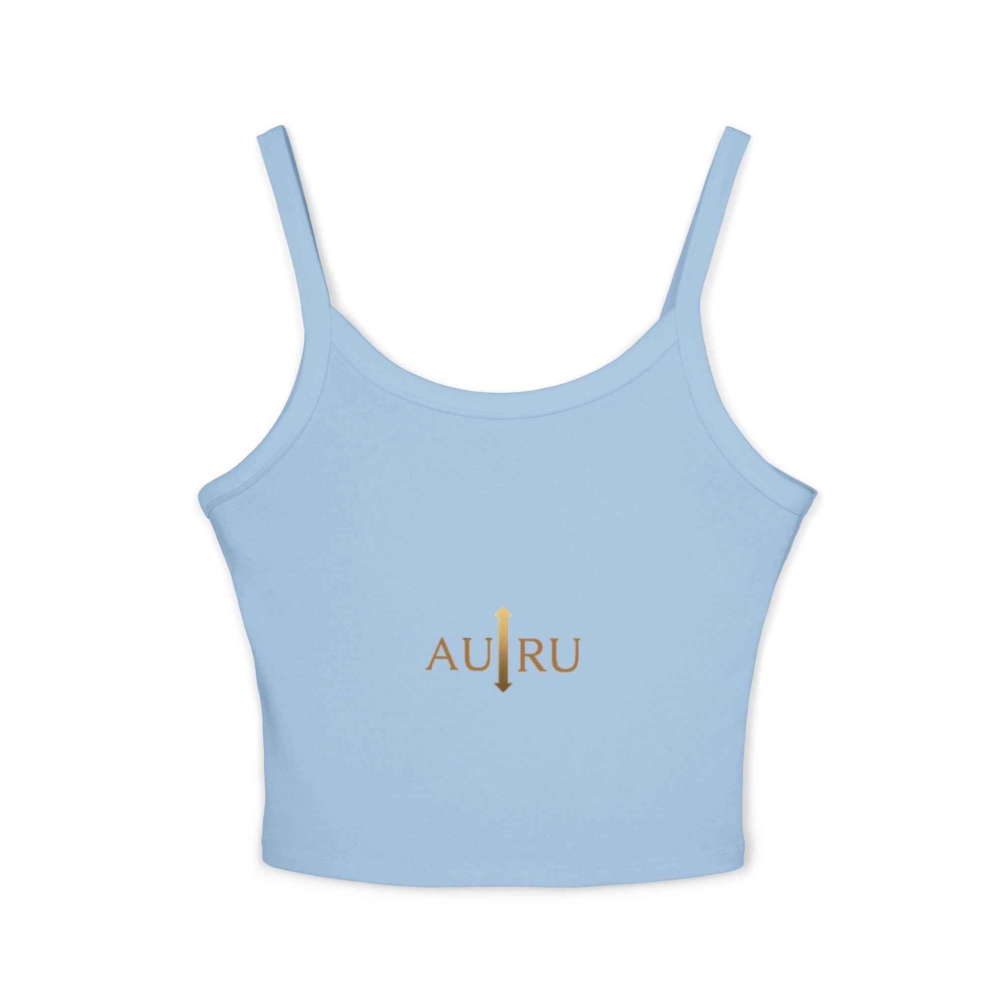 Au/Ru Gold Logo Spaghetti Strap Tank Top — Women's Cropped Logo Tank
