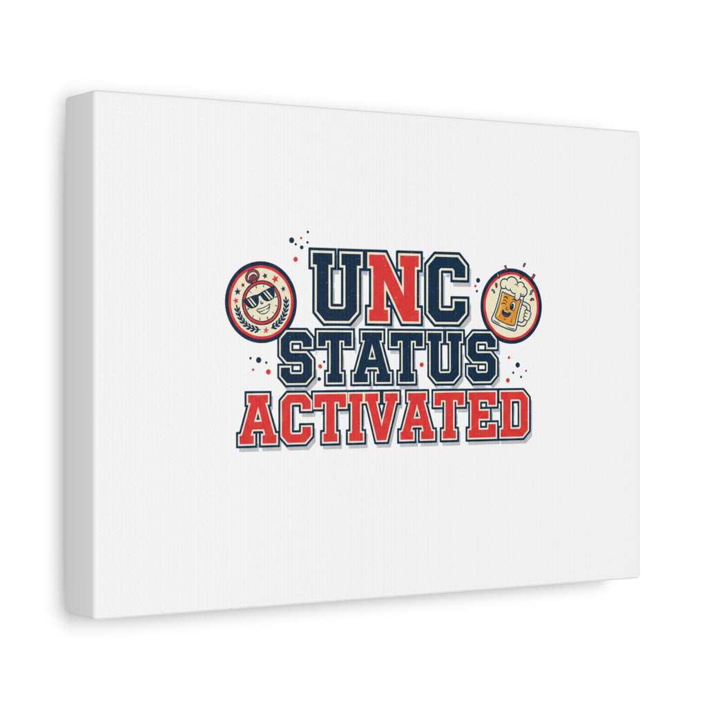 UNC Status Activated Canvas, Stretched | Varsity Crest, Midlife Humor