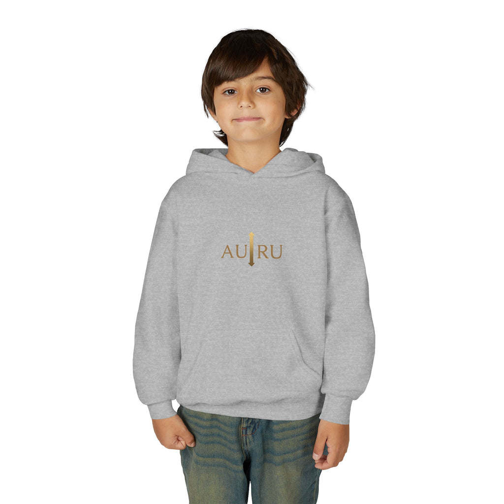 Youth Hoodie — Minimal 'AURU' Gold Logo Pullover