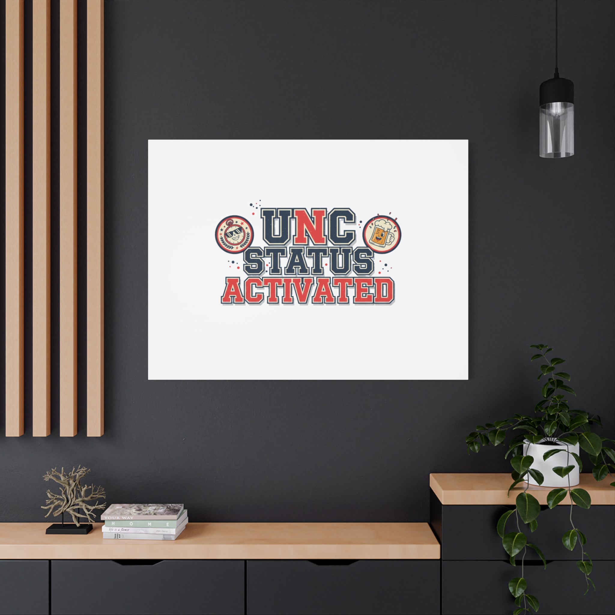 UNC Status Activated Canvas, Stretched | Varsity Crest, Midlife Humor