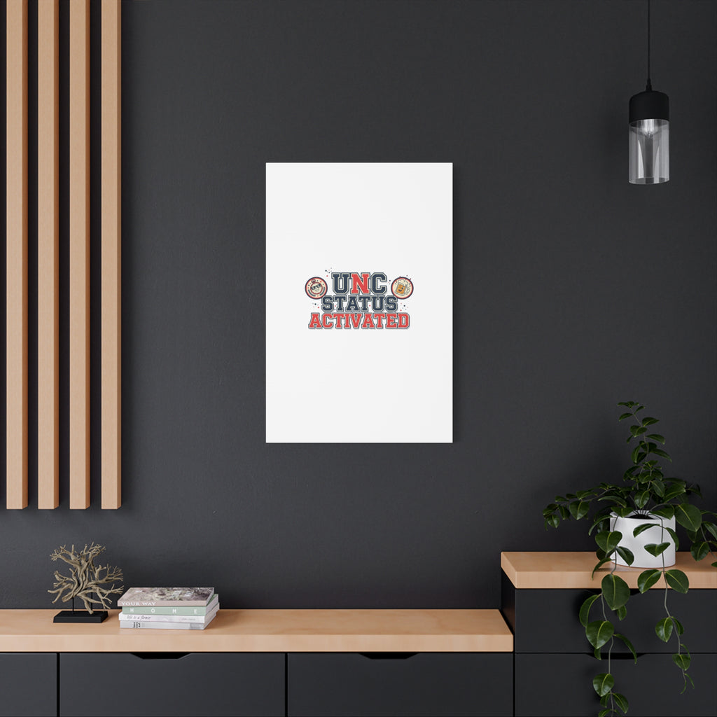 UNC Status Activated Canvas, Stretched | Varsity Crest, Midlife Humor