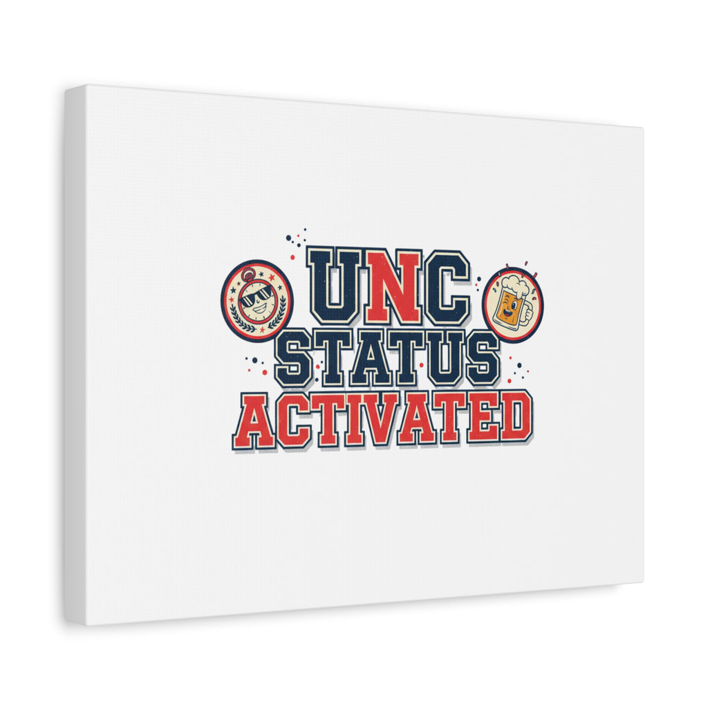 UNC Status Activated Canvas, Stretched | Varsity Crest, Midlife Humor