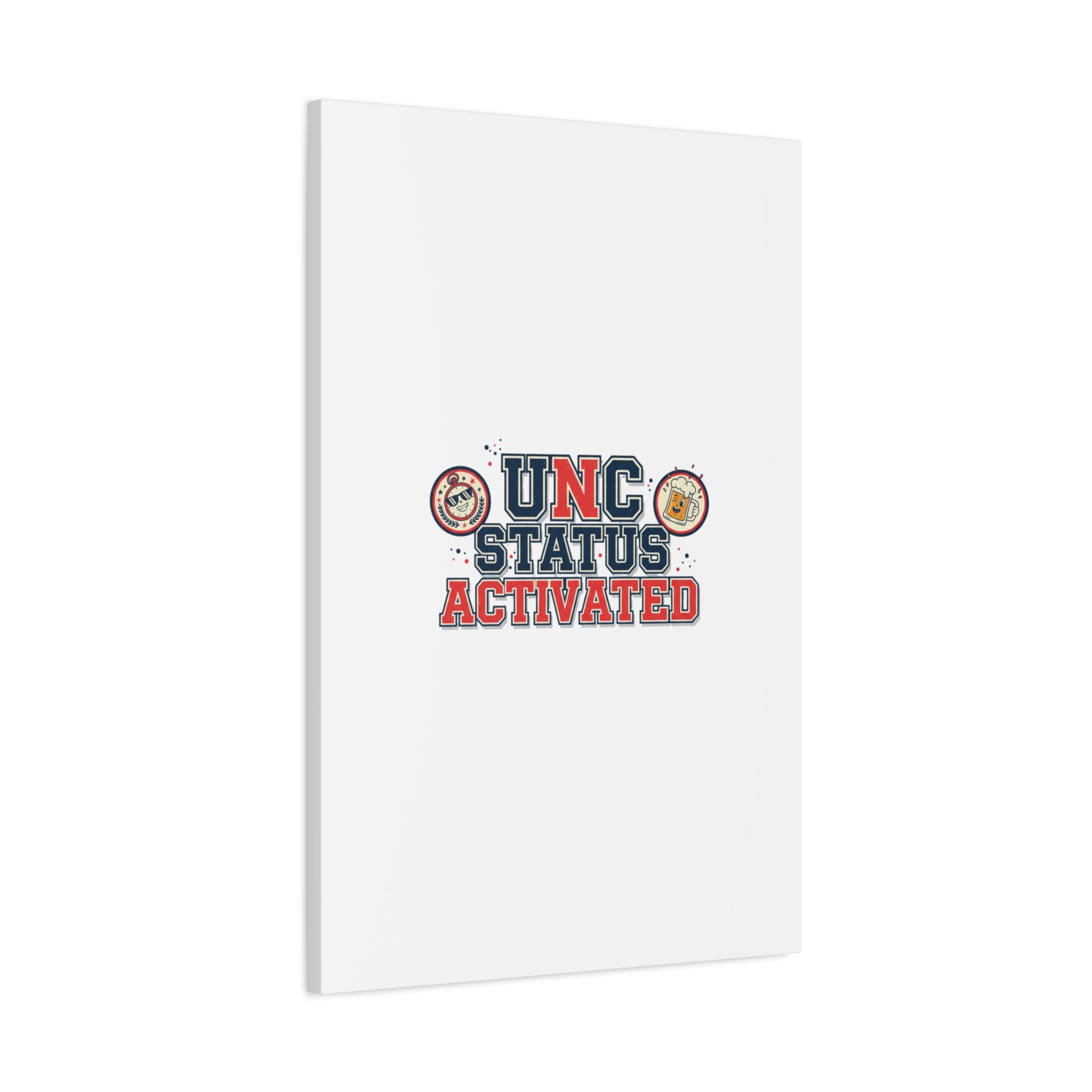 UNC Status Activated Canvas, Stretched | Varsity Crest, Midlife Humor