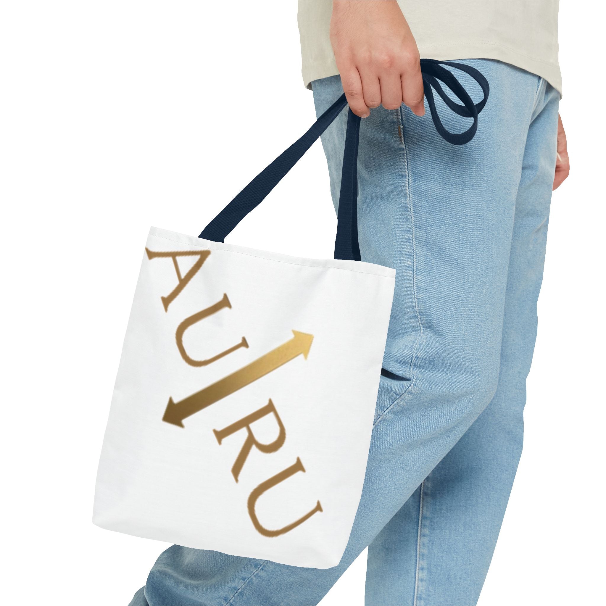 Golden Arrow Script Tote Bag — Modern Typography AOP Tote-AURU