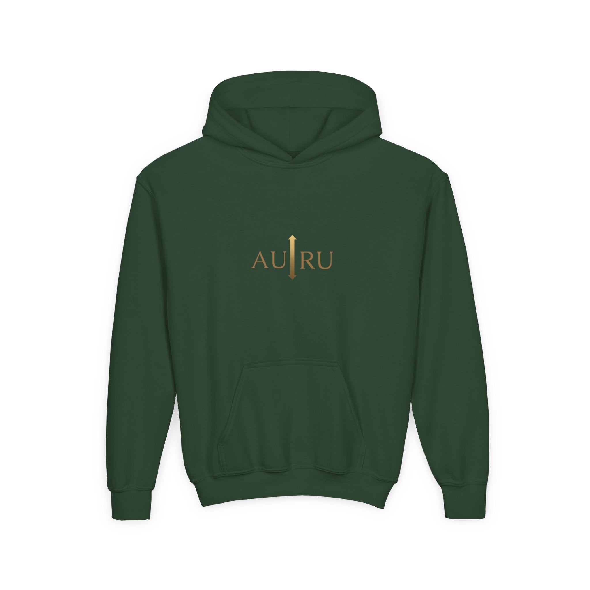Youth Hoodie — Minimal 'AURU' Gold Logo Pullover