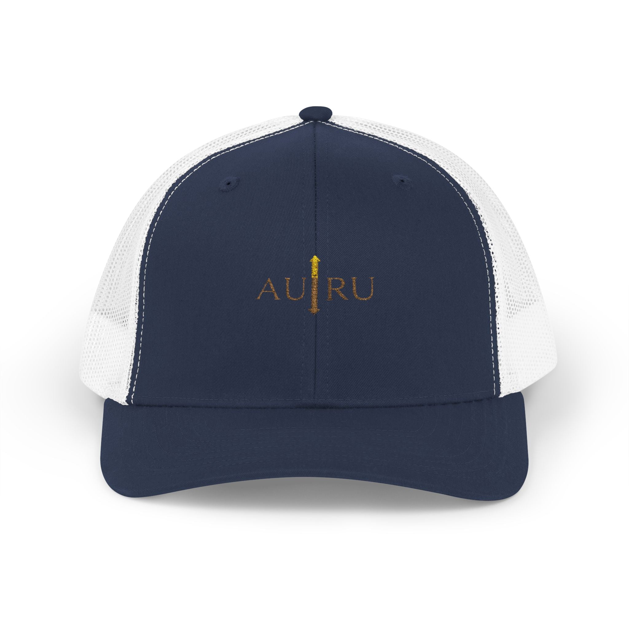 Gold Script Trucker Cap - 'AUIRU' Minimal Embroidered Snapback
