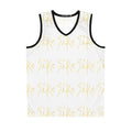 Sike Pattern Basketball Jersey — White & Gold All-Over Print- AURU