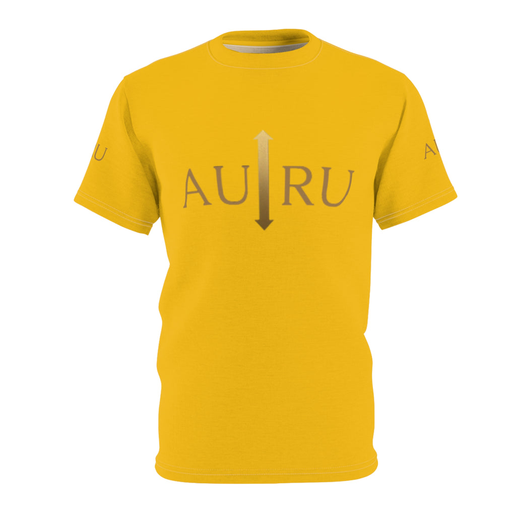 AURU Arrow Logo T‑Shirt — Minimal Gold Graphic Tee