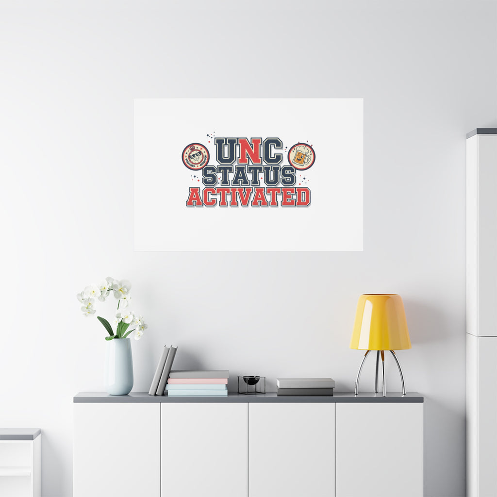 UNC Status Activated Canvas, Stretched | Varsity Crest, Midlife Humor