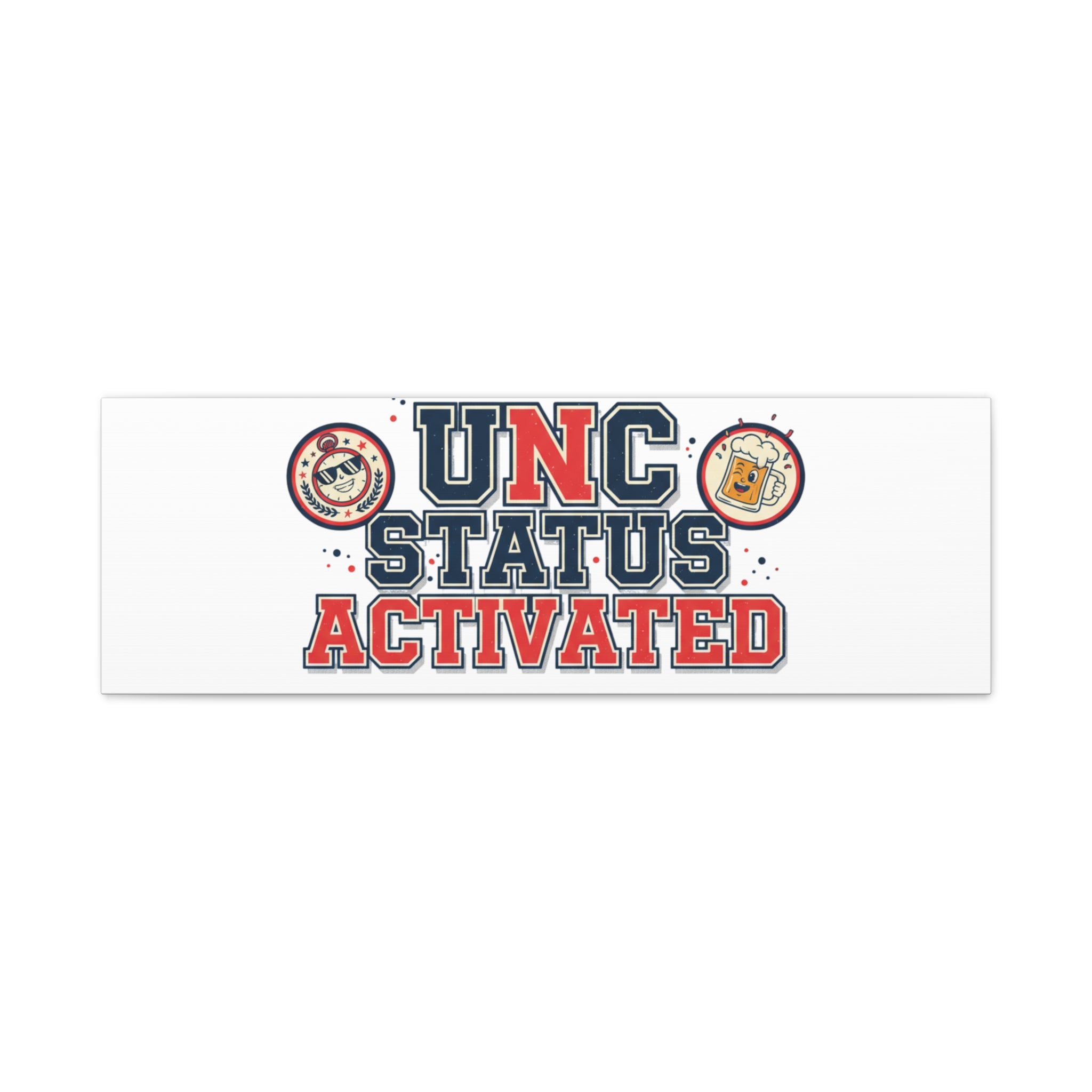UNC Status Activated Canvas, Stretched | Varsity Crest, Midlife Humor