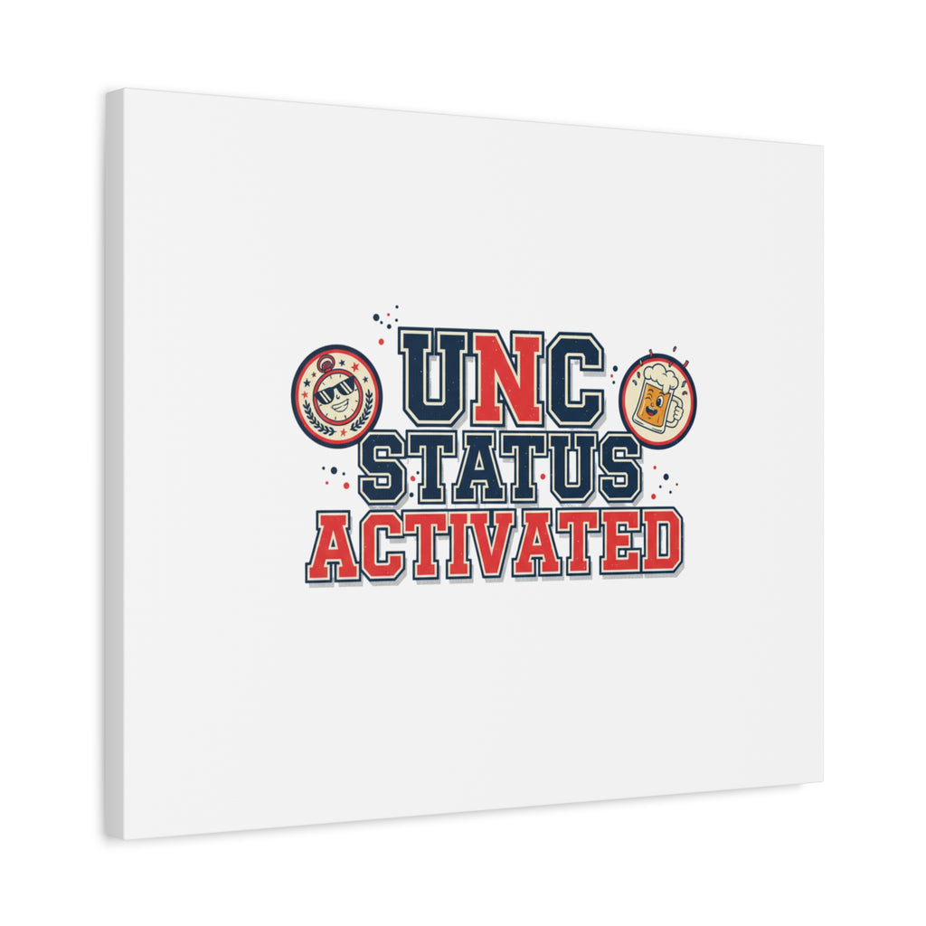 UNC Status Activated Canvas, Stretched | Varsity Crest, Midlife Humor
