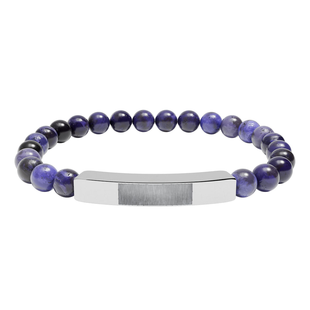 Engravable Natural Stone Bead Bar Bracelet