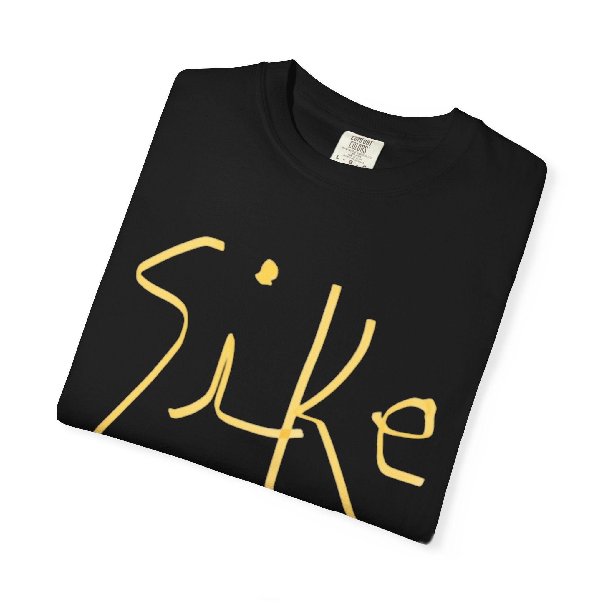 Sike Script Tee — White Garment-Dyed Cotton T-Shirt with Gold Logo-AU|RU BRAND