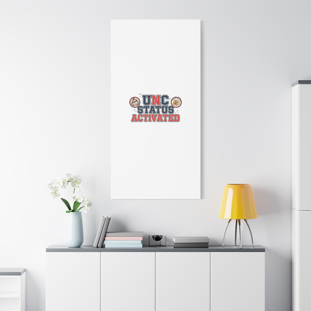 UNC Status Activated Canvas, Stretched | Varsity Crest, Midlife Humor