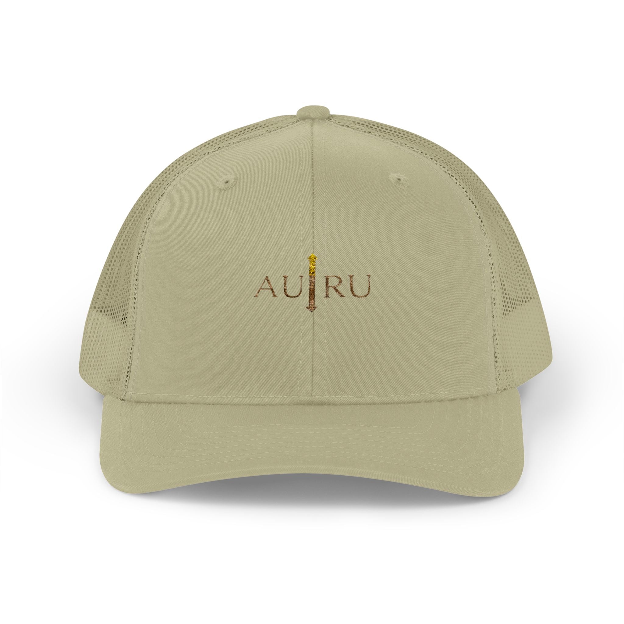 Gold Script Trucker Cap - 'AUIRU' Minimal Embroidered Snapback