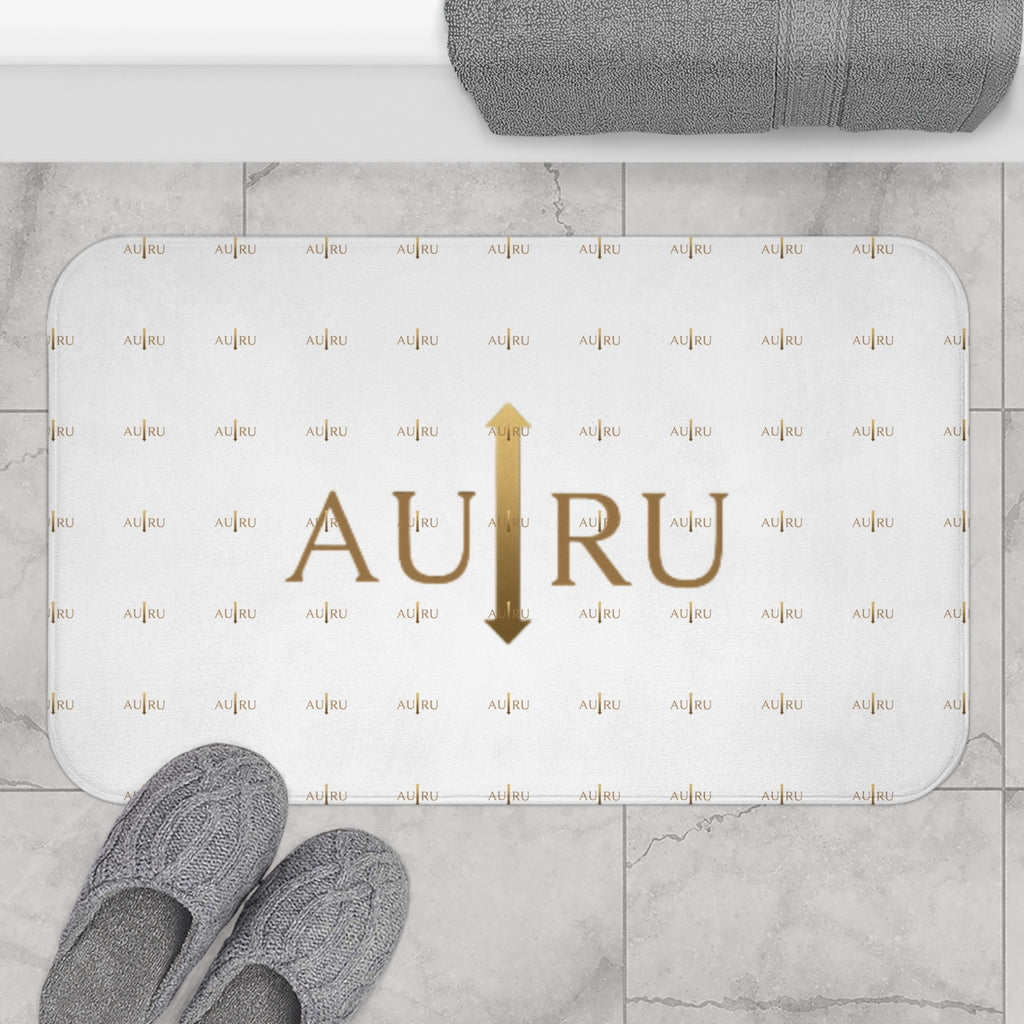 AU|RU-Gold Monogram Bath Mat — Elegant Metallic Arrow Pattern