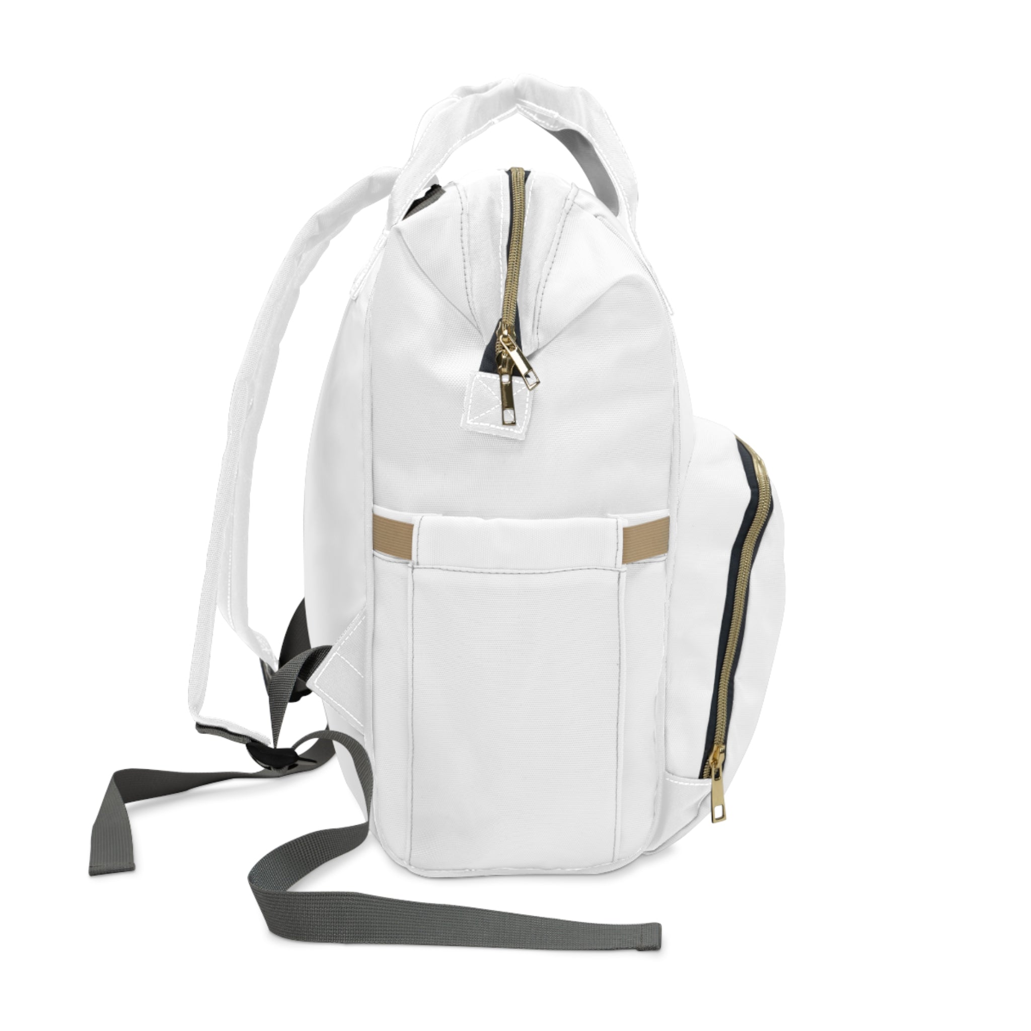 AURU Gold Logo Multifunctional Diaper Backpack — Spacious Stylish Baby Nappy Bag for Moms & Dads