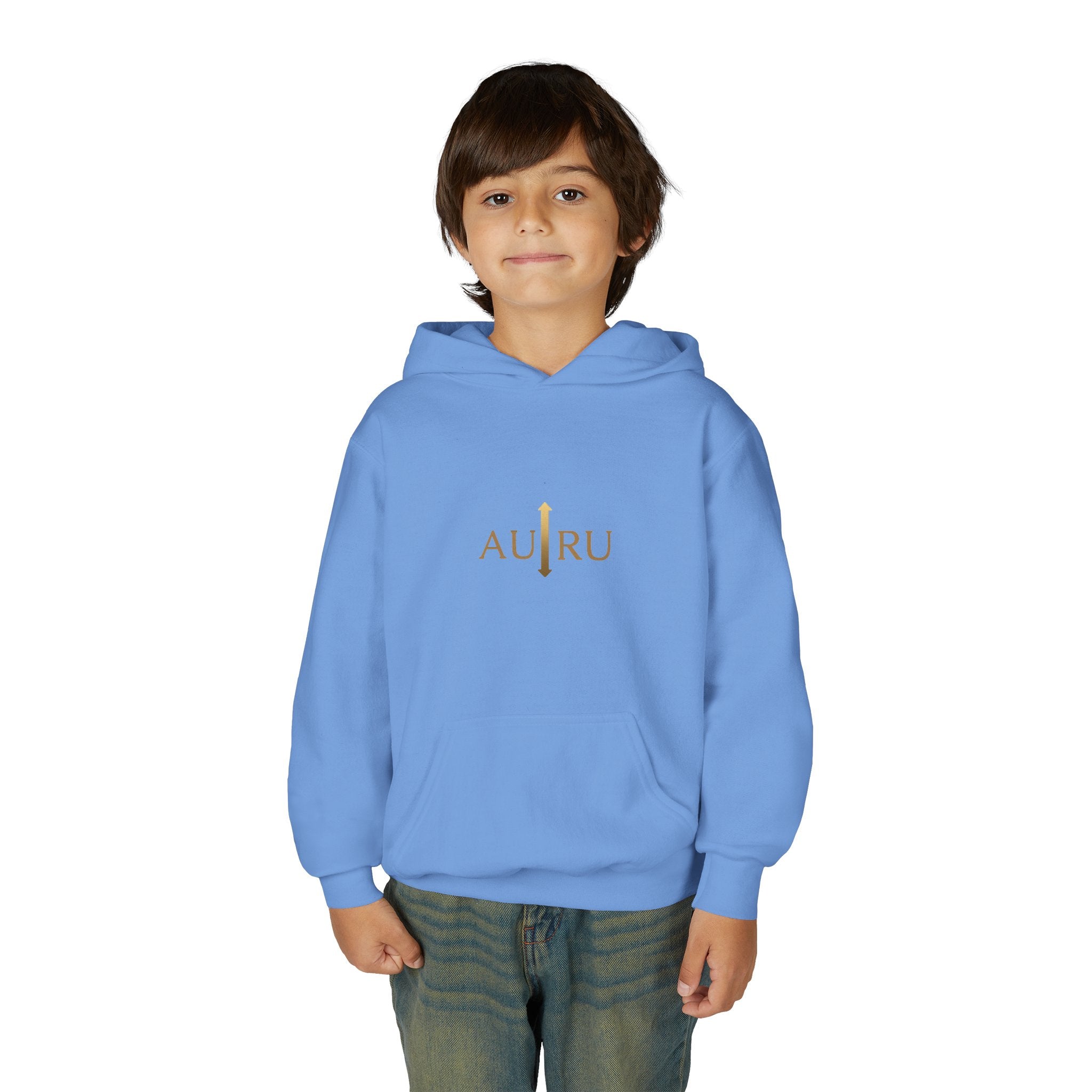 Youth Hoodie — Minimal 'AURU' Gold Logo Pullover