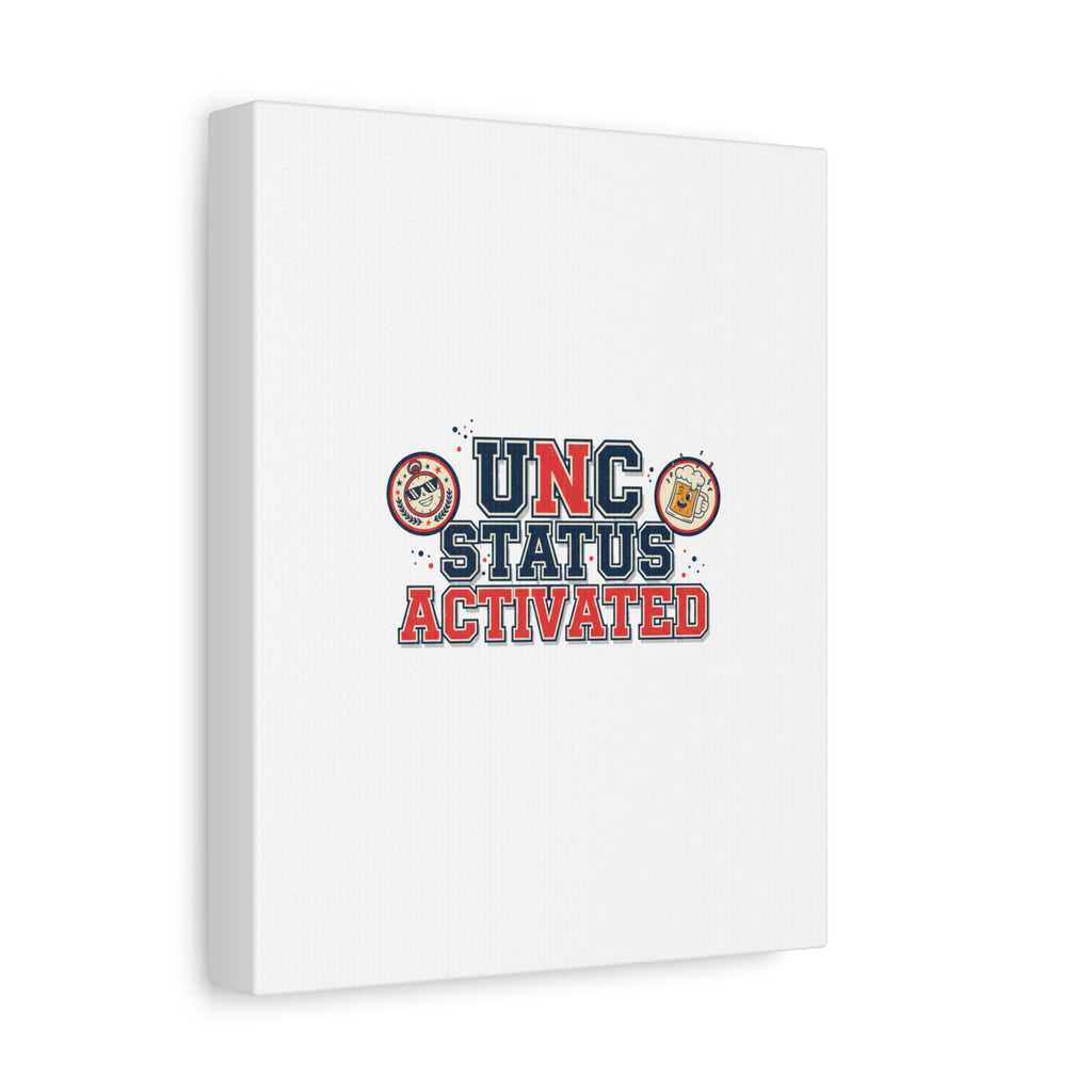 UNC Status Activated Canvas, Stretched | Varsity Crest, Midlife Humor