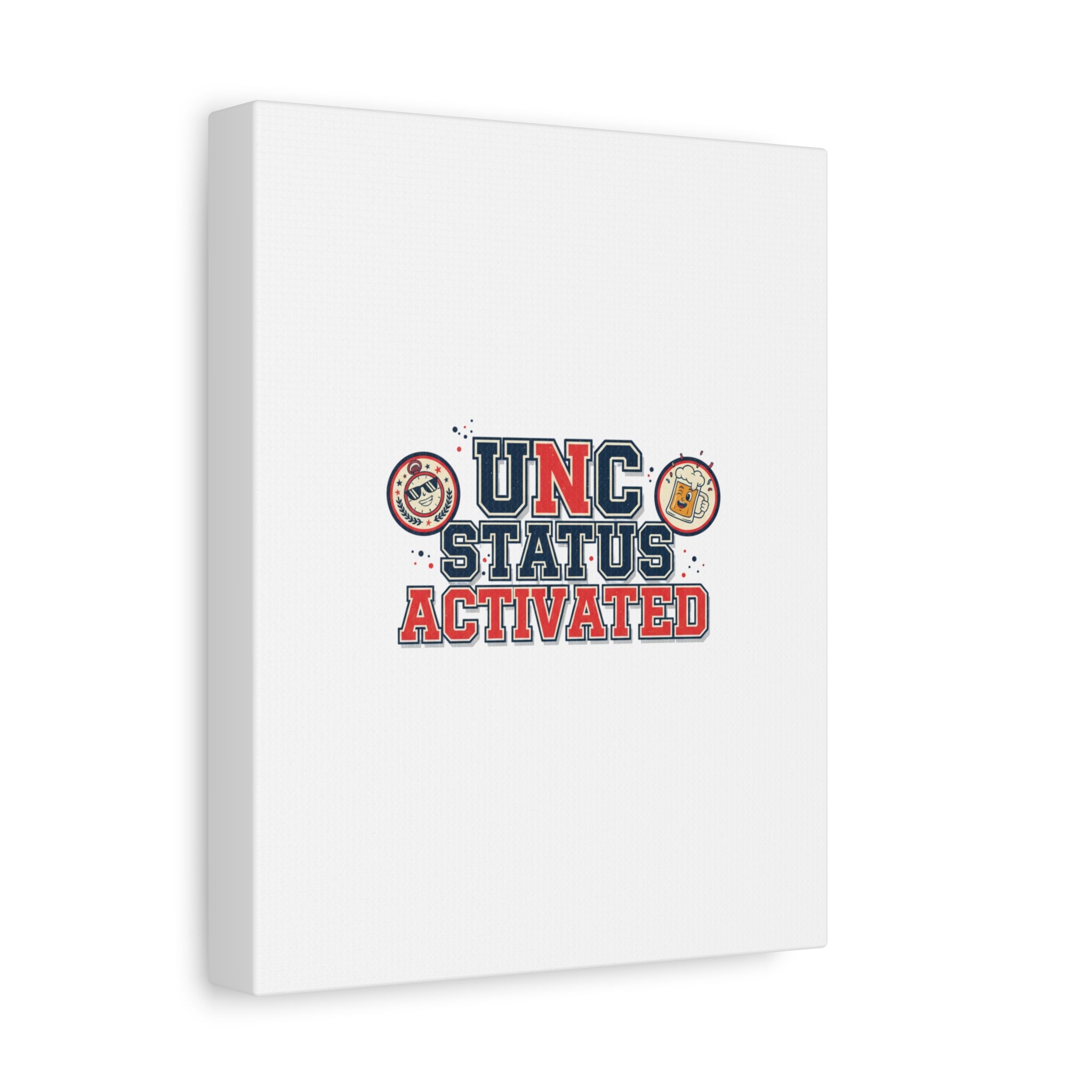 UNC Status Activated Canvas, Stretched | Varsity Crest, Midlife Humor