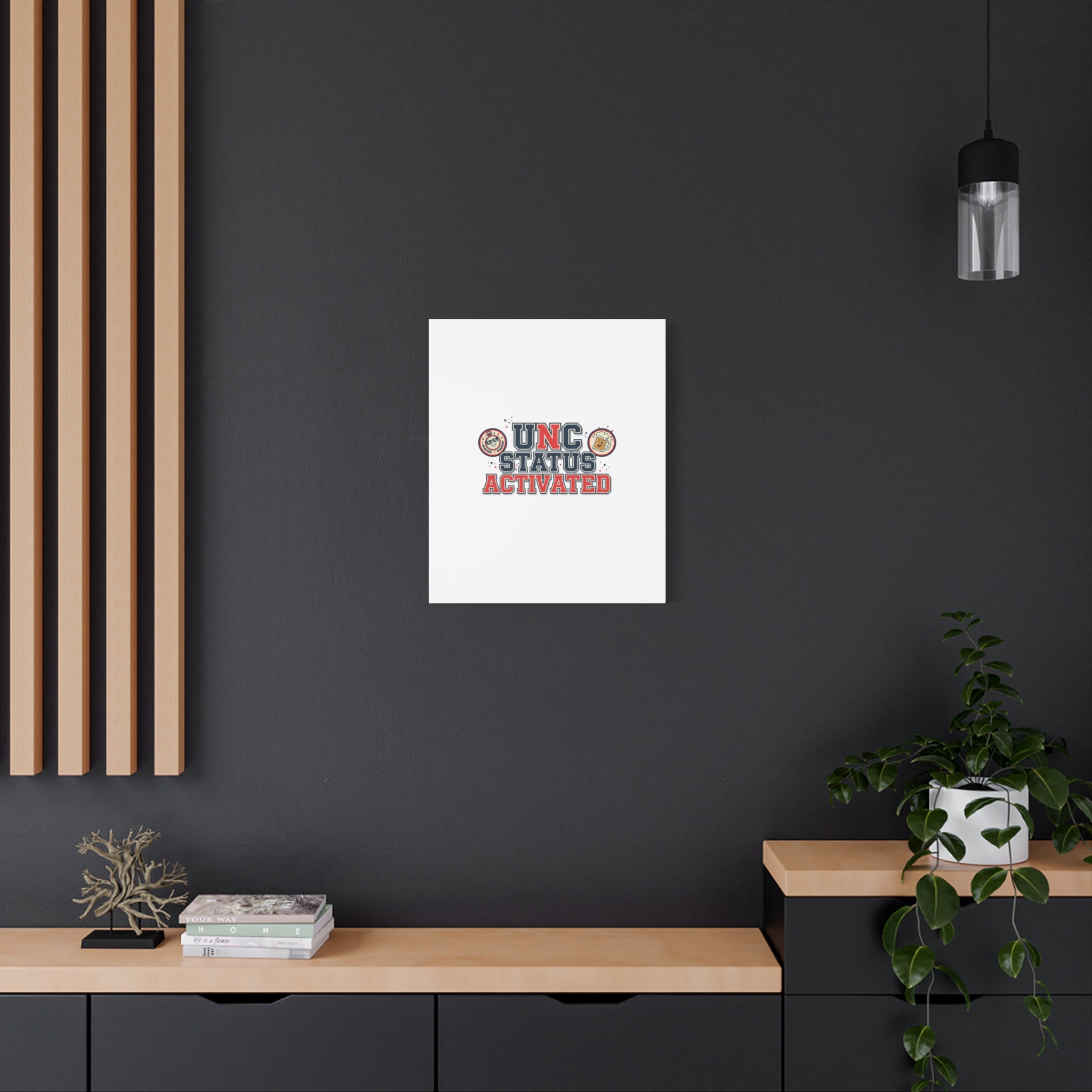 UNC Status Activated Canvas, Stretched | Varsity Crest, Midlife Humor