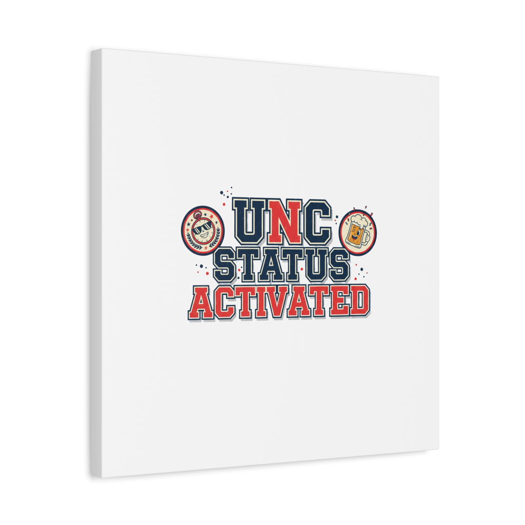 UNC Status Activated Canvas, Stretched | Varsity Crest, Midlife Humor