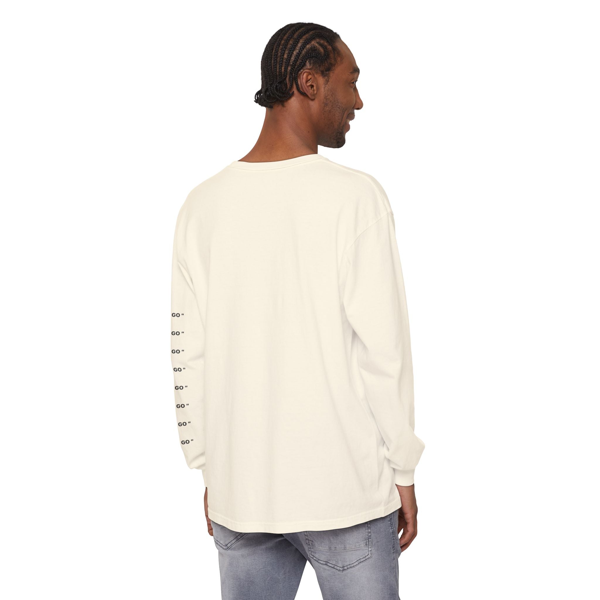 "LET GO" Long Sleeve Tee — Minimalist Inspirational Graphic Shirt