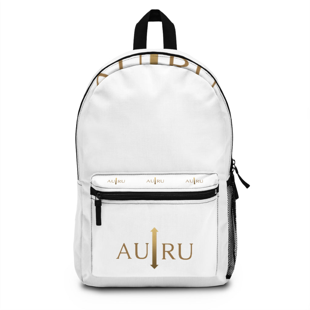 AU/RU Gold Logo Backpack — Minimal Luxury Daypack