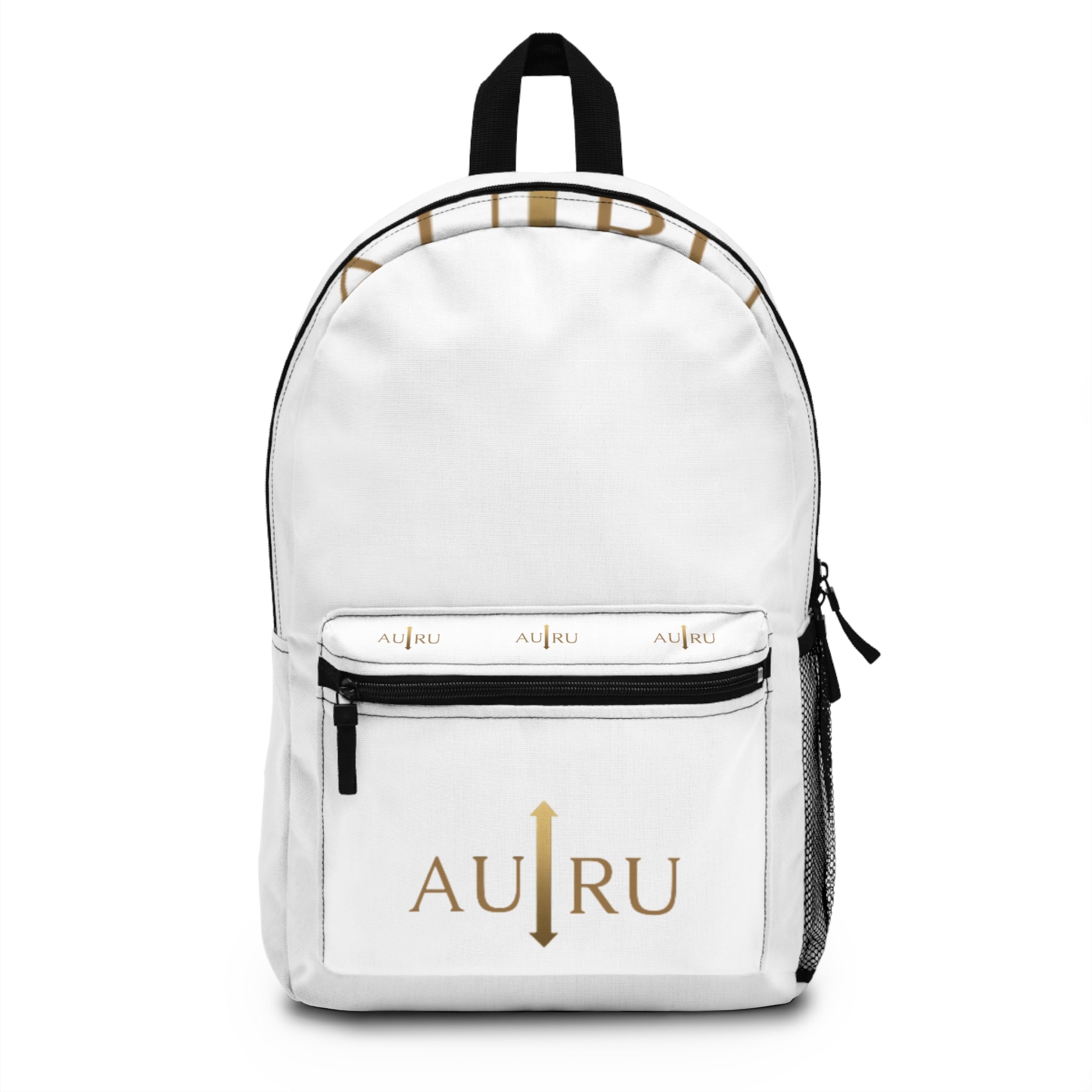 AU/RU Gold Logo Backpack — Minimal Luxury Daypack