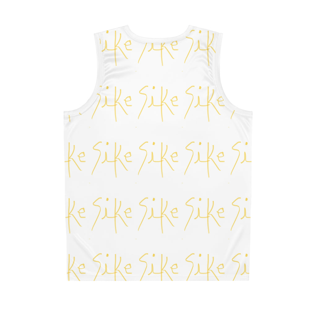 Gold Script 'Sike' Basketball Jersey — All-Over Print Athletic Tank AURU