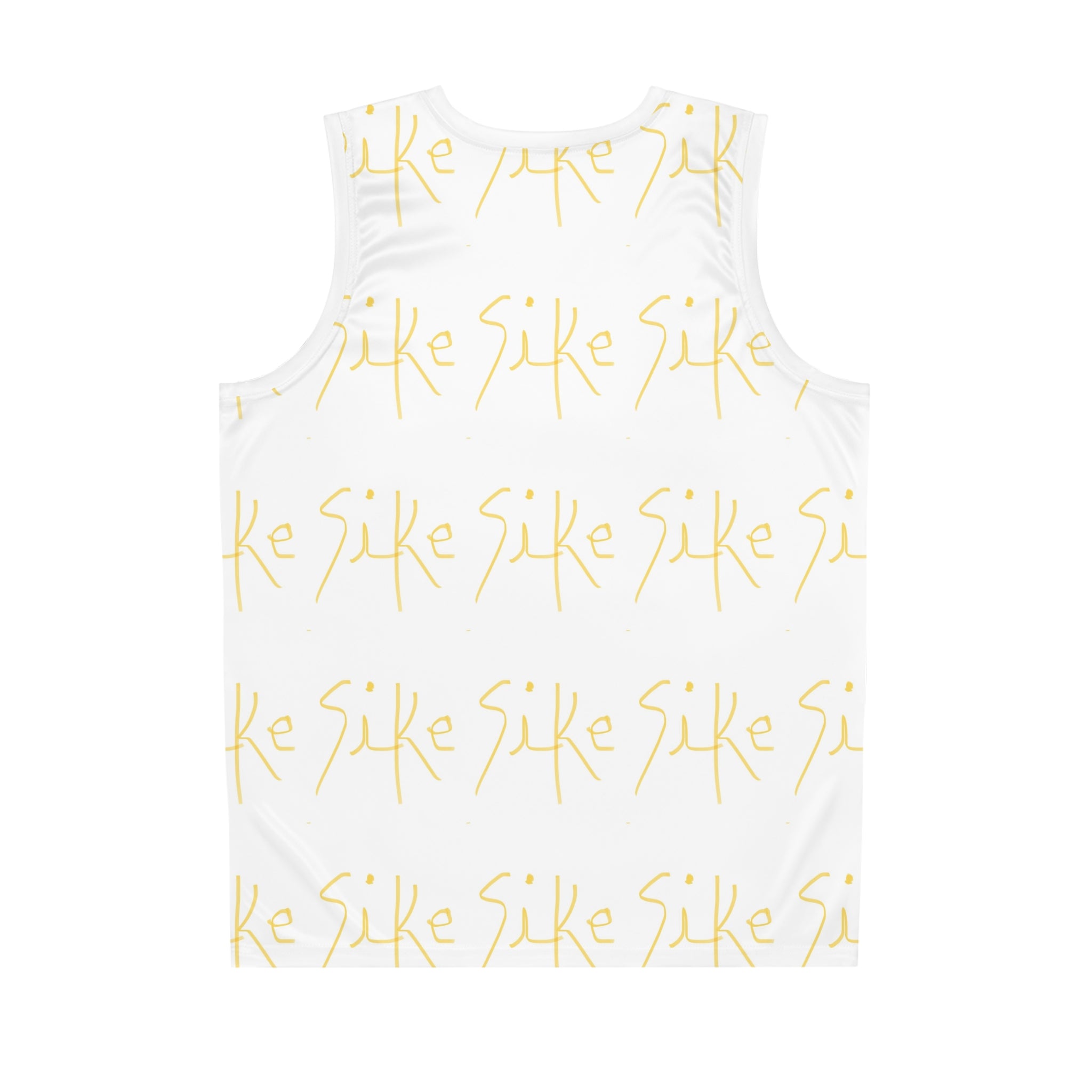 Gold Script 'Sike' Basketball Jersey — All-Over Print Athletic Tank AURU